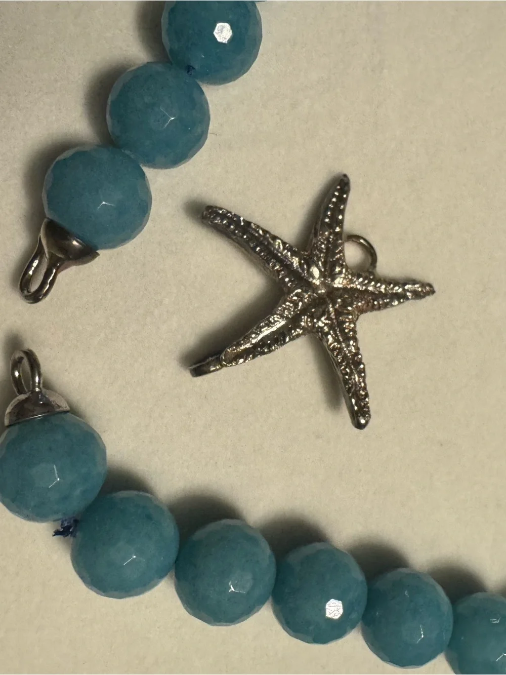 Antonello Piccione Italy 91.2% Fine Silver Starfish Angelite Beaded Necklace Box